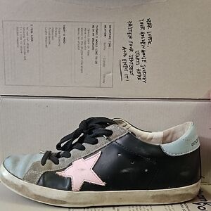 Golden Goose Black and Pink Star Sneakers